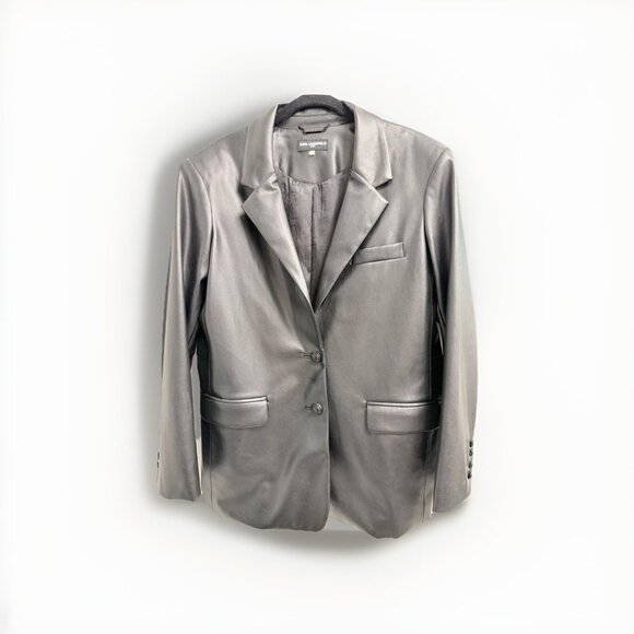 Karl Lagerfeld Black Leather Jacket w Button Details Women's Size 12 NWOT Paris - Picture 9 of 11